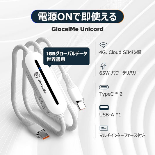 GlocalMe 充電ケーブル X100 4GWiFi モバイルホットスポット
